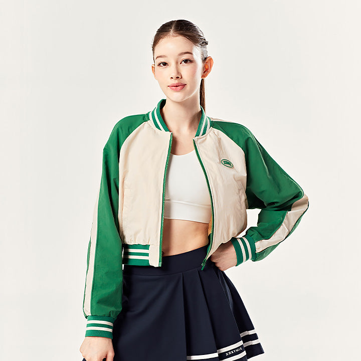 Woven Crop Varsity Jacket