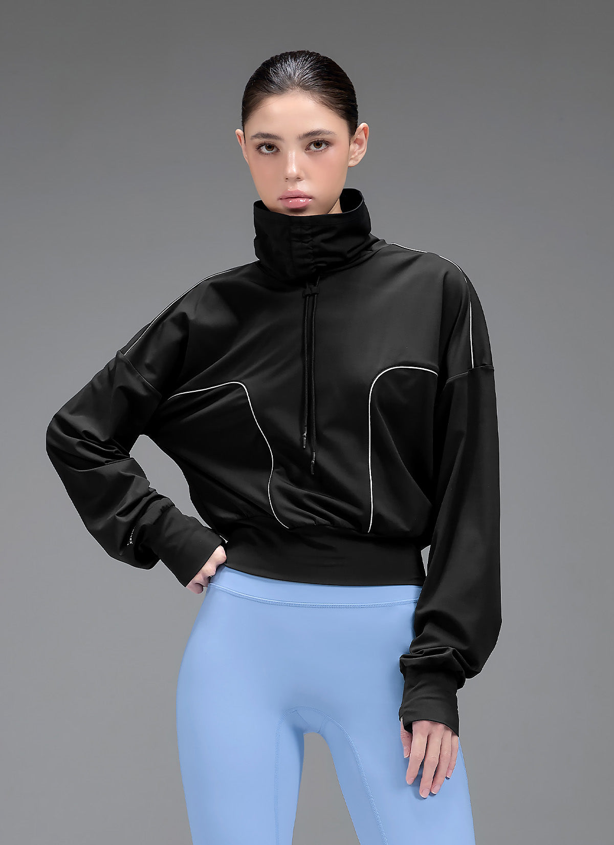 RX Drawstring High Neck Long Sleeve