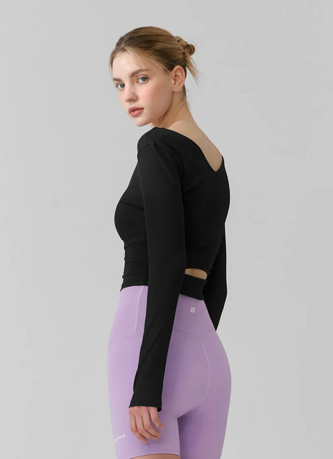 [2 FOR]Ribbed Back Slit Fingerhole Long Sleeve