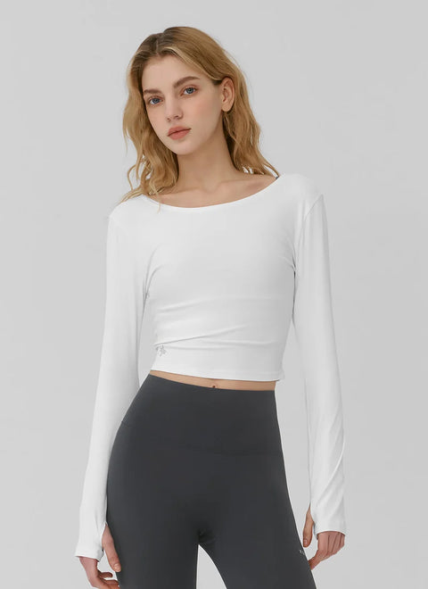 [2 FOR]Ribbed Back Slit Fingerhole Long Sleeve