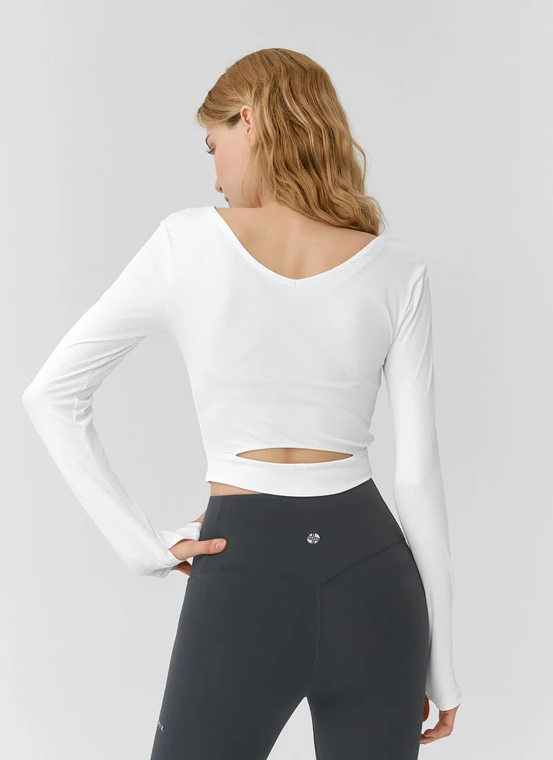 [2 FOR]Ribbed Back Slit Fingerhole Long Sleeve