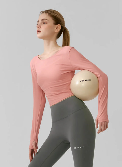 [2 FOR]Ribbed Back Slit Fingerhole Long Sleeve
