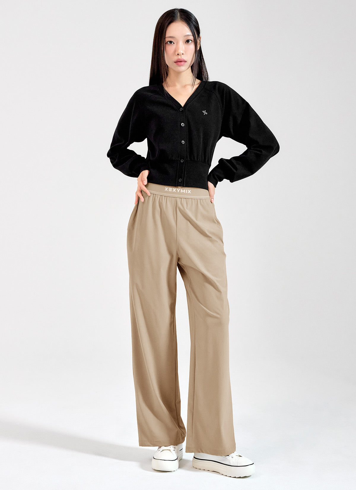 Woven Logo Banding Wide Pants