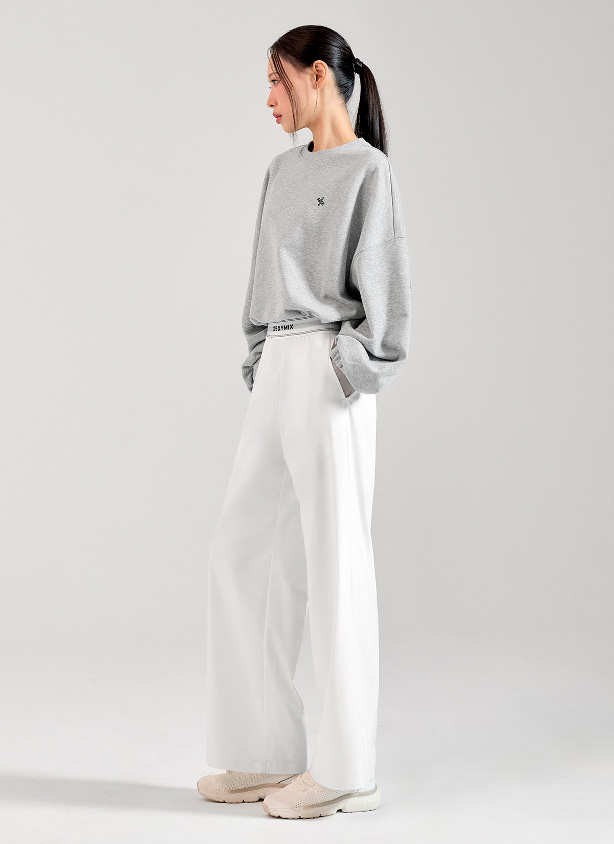 Woven Logo Banding Wide Pants