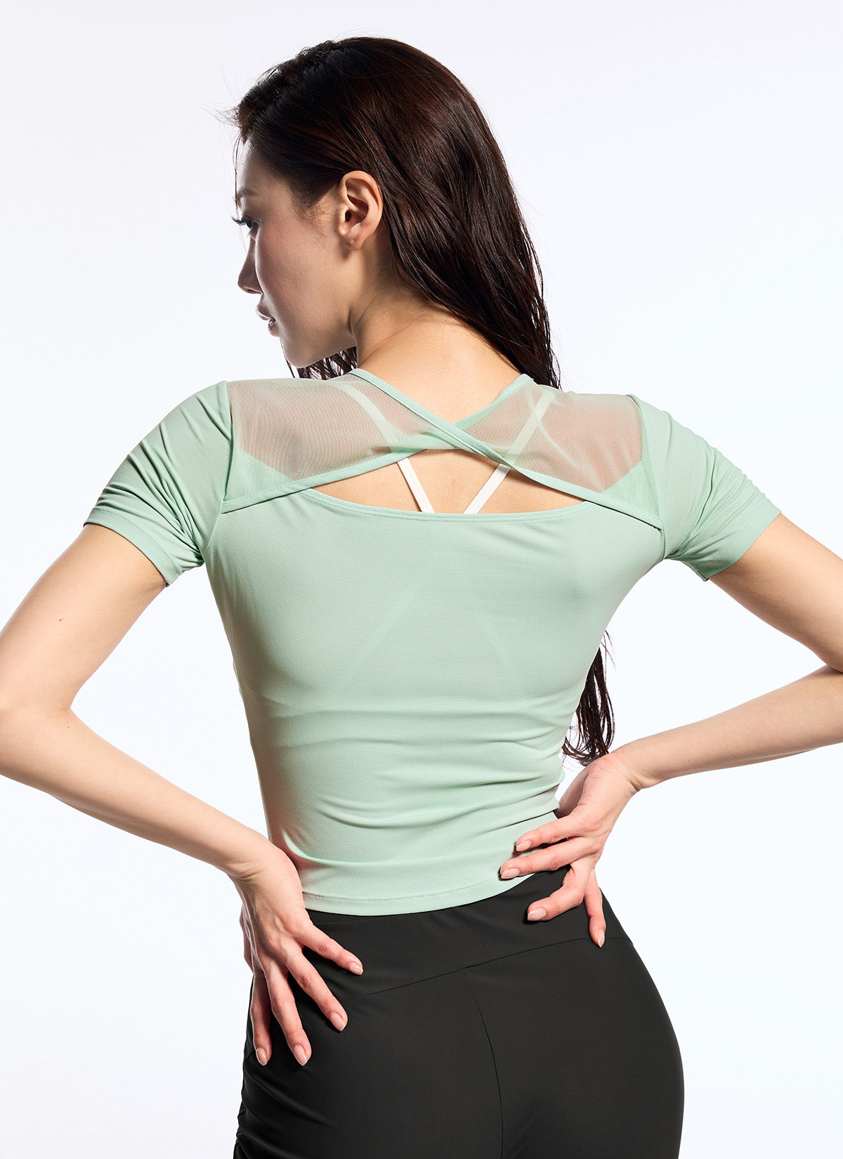 [SET] Breathable Mesh Back Twist Short Sleeve+XELLA™ Intension Bootcut Pants 9"