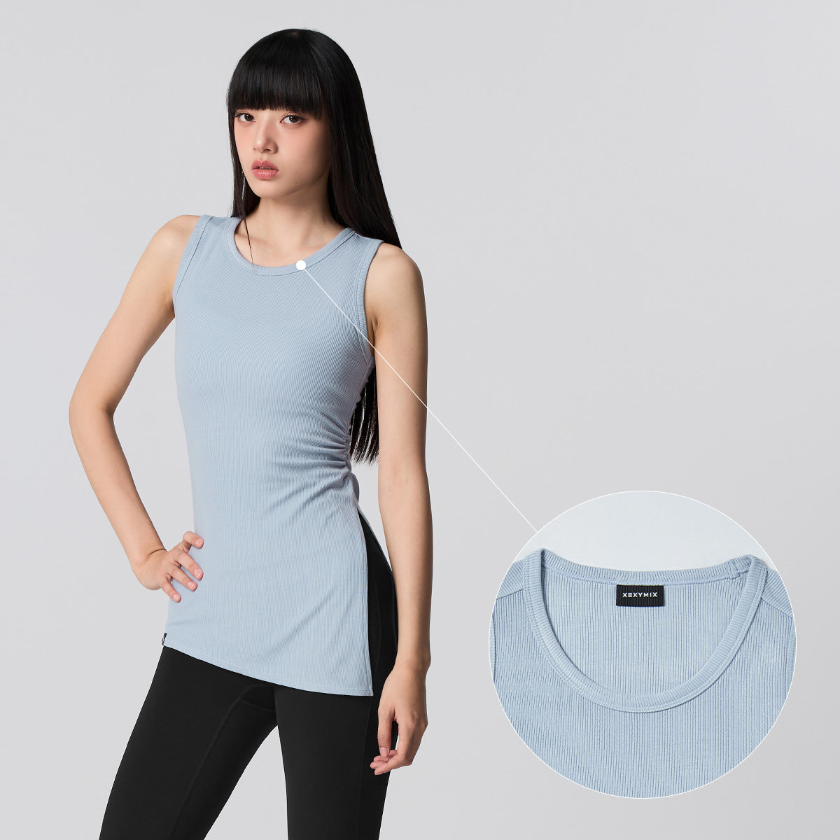 Mie_yamDeuxieme dignity sleeveless Ribbed Unbalanced Slit Sleeveless – XEXYMIX HONGKONG OFFICIAL