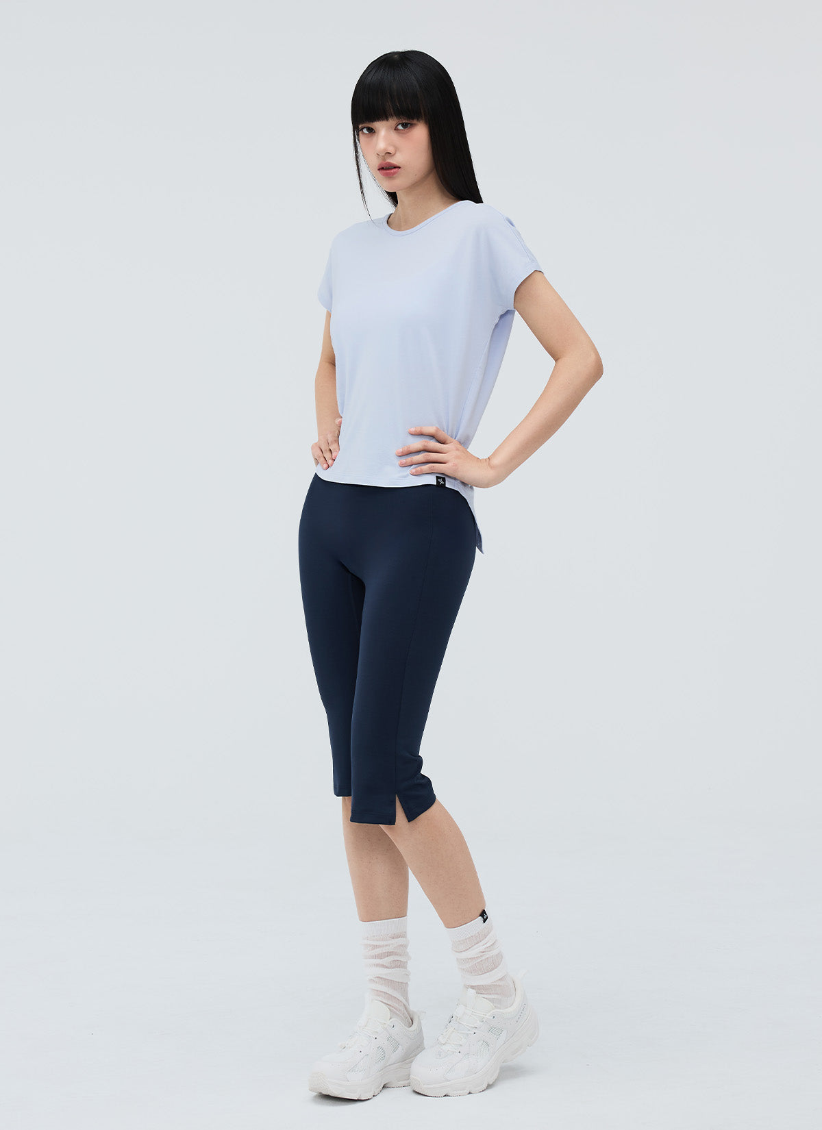 [SET] Modal Back Point Short Sleeve +Comfort Fine Capri Leggings