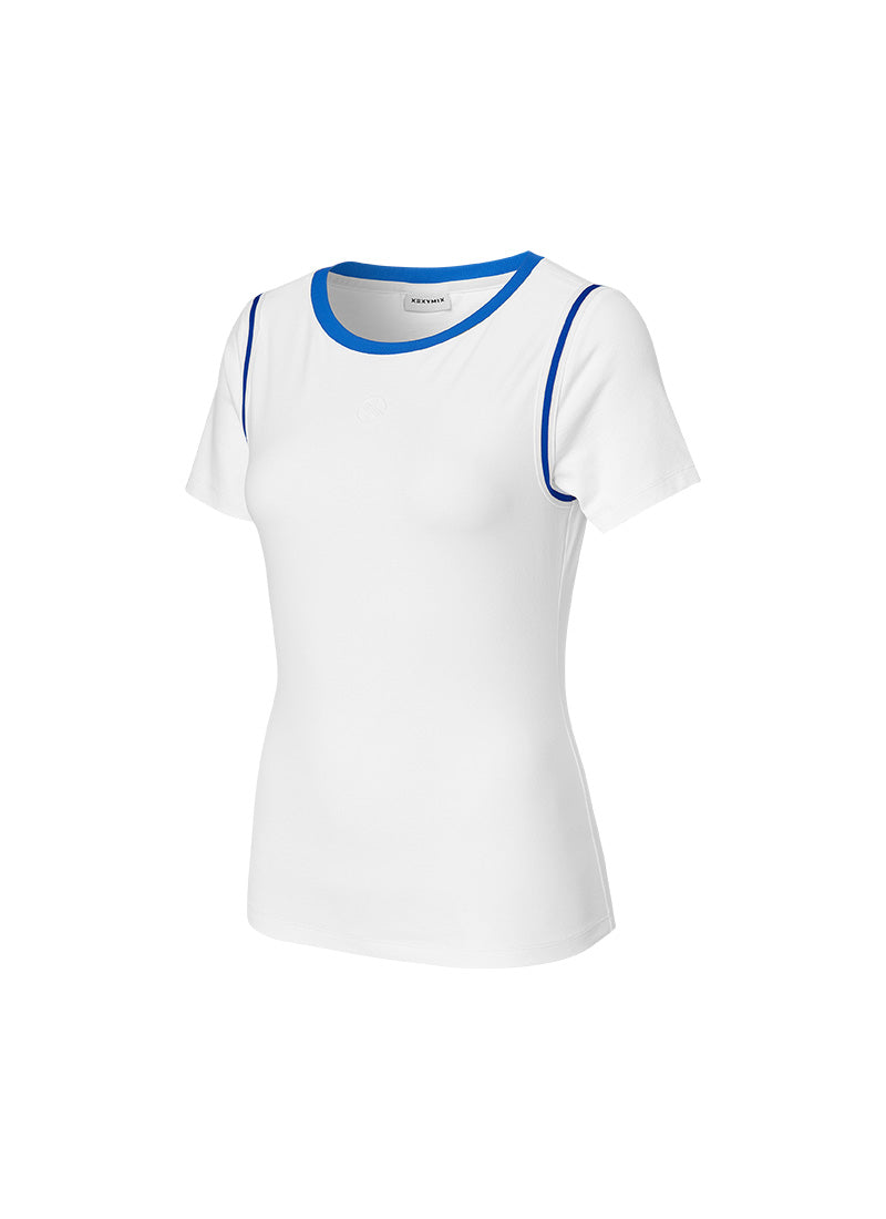 Line-Trim Slub Short Sleeve
