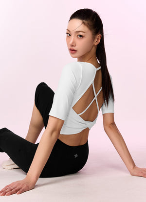 Black Label Power Rise 附胸墊五分袖上衣