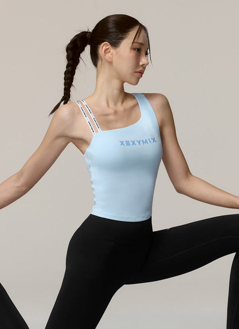 Unbalanced Logo Banding Cropped Top