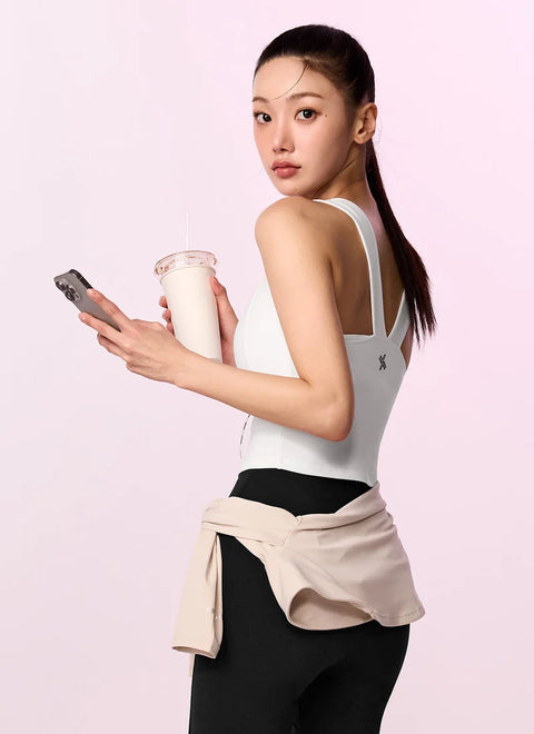 [2 FOR] Comfort Fine Logo Piping Cropped Top