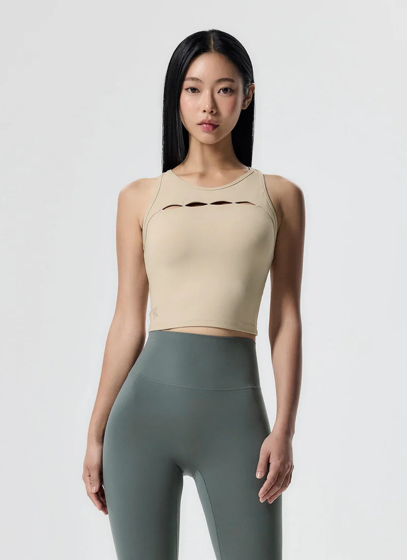 [2 FOR]Cotton Like Cut Out Hole Cropped Top
