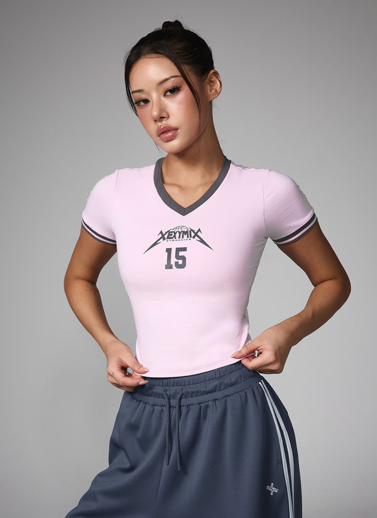 NX V-Neck In-Pad Cropped Short Sleeve