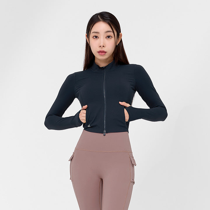 Slim Fit Crop Zip-up Jacket