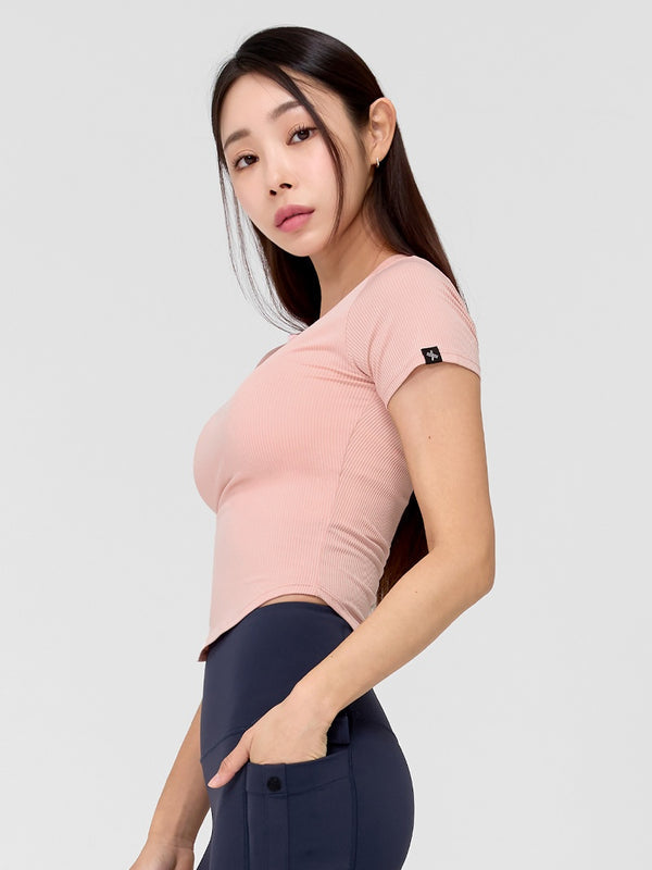 Ribbed Round Crop Short Sleeve